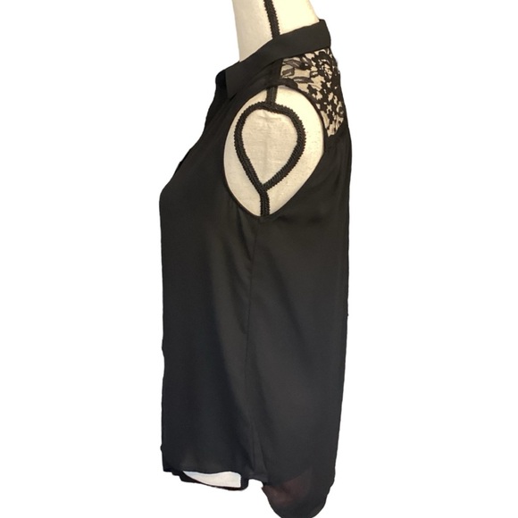 Express‎ Semi-Sheer Black Sleeveless Lace Back Blouse, Size XS NWT - Picture 4 of 6